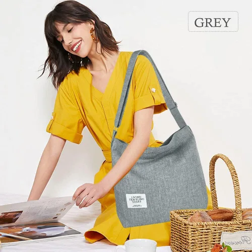 Vista 4 de Bolso de lona para mujer estilo retro de gran tamaño de lona estilo hobo cruzado casual para ir de compras y viajar