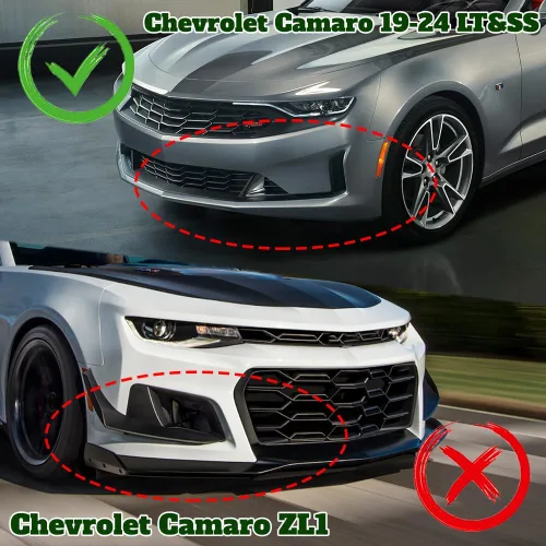 Vista 4 de Q1-TECH, 9 piezas de parachoques delantero y falda lateral difusores compatibles con Chevy Camaro LT/LS/RS/SS 2016-2024, alerón de cuerpo