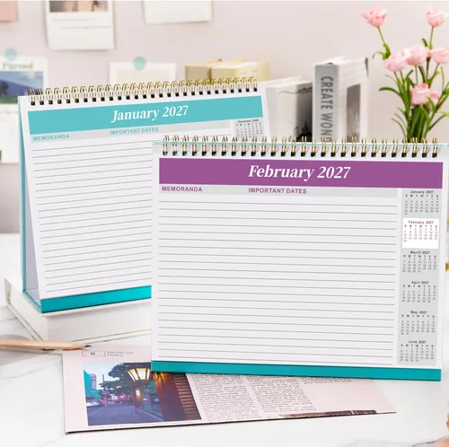 Vista 7 de Calendario de escritorio 2027 - Calendario de escritorio con tapa de pie
