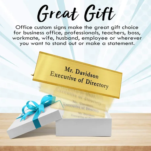 Vista 5 de Placas de identificación para escritorios, placa de nombre personalizada para escritorio o pared, grabado personalizado, 2 x 8 pulgadas