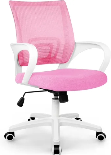 Vista 13 de ETONEX Silla de oficina con cojín ergonómico de respaldo medio, soporte lumbar, ajustable, giratoria, silla de escritorio para videojuegos, cómoda