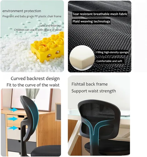 Vista 4 de Office Desk Computer Gaming Ergonomic Chair with Lumbar Back Support Adjustable Height Swivel Wheels Flip-up Arms Mesh Chair for Home Office