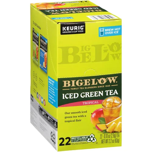 Vista 3 de Bigelow Tea Cápsulas Keurig K-Cup de té helado verde tropical sin azúcar, cápsulas de té Keurig con cafeína, 10 unidades (paquete de 6), 60 cápsulas
