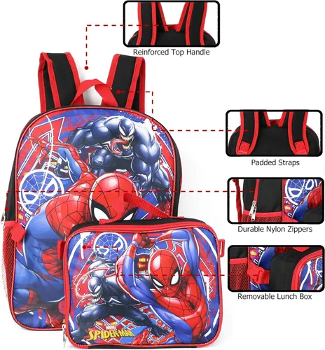 Vista 6 de Ruz Spiderman - Mochila de 16 pulgadas para niños (rojo-azul), Varios