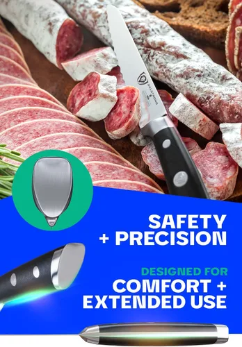 Vista 5 de Dalstrong Cuchillo de utilidad dentado – 5.5 pulgadas – Gladiator Series Elite – Acero alemán forjado de alto carbono – Cuchillo de cocina regalo