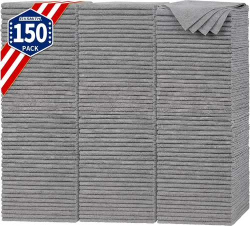 Vista 22 de FIXSMITH Paquete de 400 toallas multifuncionales, paños de limpieza de microfibra de 12 x 16 pulgadas, trapos de limpieza altamente absorbentes