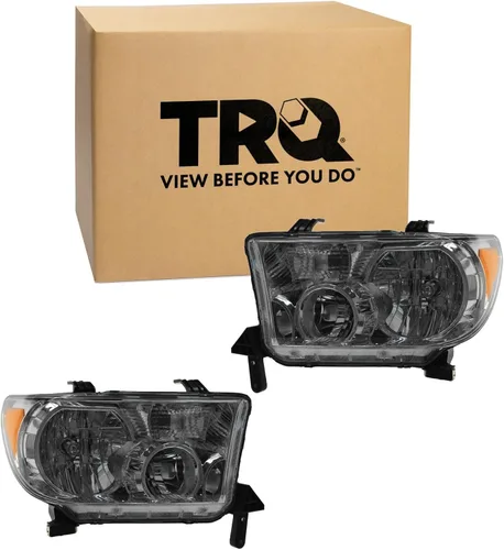 Vista 518 de TRQ Juego de Conjunto de Ensamble de Faros de 2 Piezas de Desempeño Halógeno con Marco Cromado Conductor y Lado del Pasajero Compatible con Mercedes