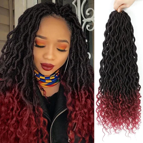 Vista 15 de Rastas de diosa de pelo de ganchillo de 18 pulgadas, 6 paquetes, pelo de ganchillo postizo previamente enrollado, pelo de ganchillo suave