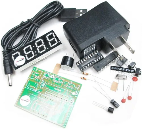 HiLetgo 0.56 pulgadas 4 bits tubo digital rojo reloj electrónico DIY Kit de reloj de producción electrónica Suite Time Chip AT89C2051 FR-4 PCB para