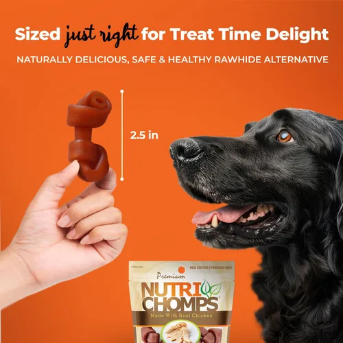 Vista 4 de NutriChomps - Masticables para perros, nudos de 2.5 pulgadas, fáciles de digerir, golosinas para perros sin piel cruda, 8 unidades, sabor a pollo