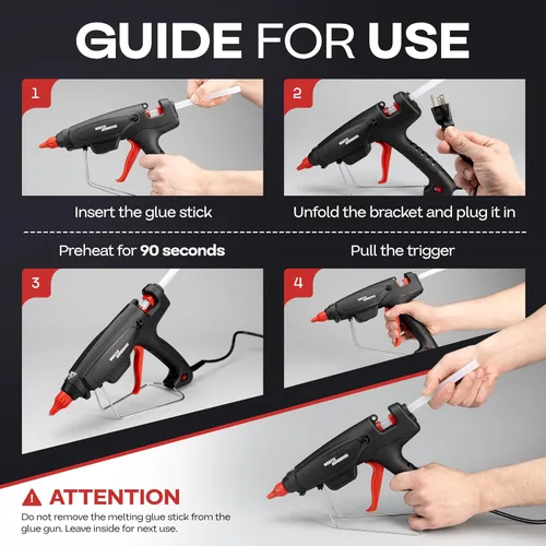 Vista 6 de IDL Packaging GG-220 Pistola de pegamento caliente industrial de 200 W de tamaño completo para barras de pegamento de 1/2 pulgada, calentamiento