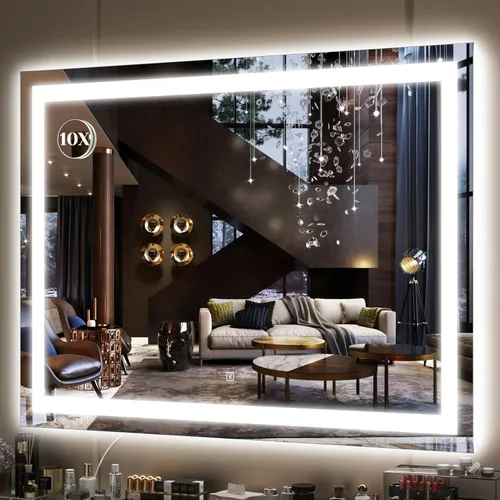 Vista 30 de FENNIO Espejo de tocador con luces, espejo de maquillaje iluminado de 12 x 16 pulgadas con control táctil inteligente, 3 modos de color y brillo