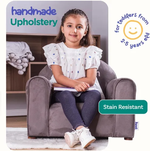 Vista 5 de Silla infantil personalizada, personaliza con nombre, tapicería de microgamuza suave, sillón bordado para niños, marco de madera resistente, fácil