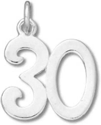 Dije de cumpleaños de plata de ley #30 con anillo dividido #53032, Plata esterlina, No es una piedra preciosa