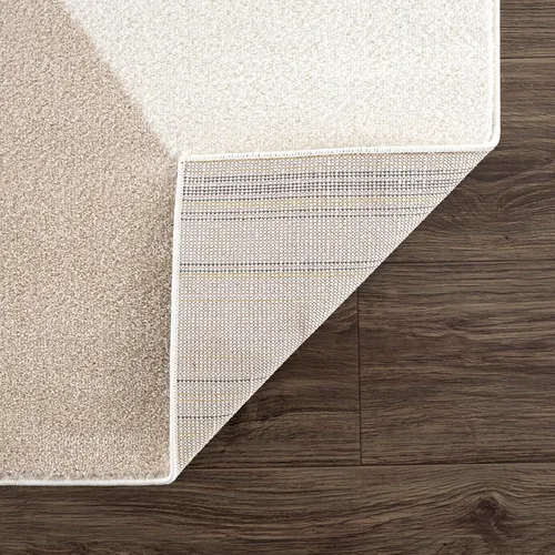 Vista 7 de Abani Rugs - Alfombra contemporánea de mediados de siglo con círculo geométrico beige y rosa, de 4 x 6 pies, color crema y rosa, rectangular