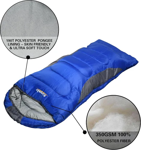 Vista 3 de Sacos de dormir de invierno de 0 grados para adultos camping (15.87 oz/m²) - Rango de temperatura (5F–32F) saco de compresión impermeable portátil