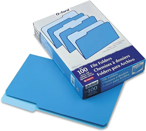 Vista 3 de Pendaflex Two-Tone Color File Folders, Legal Size, Blue, 1/3 Cut, 100/BX (153 1/3 BLU) (Pack of 5)