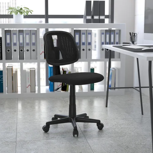Vista 2 de Flash Furniture Flash Fundamentals - Silla giratoria de oficina con respaldo giratorio, silla de escritorio de malla ergonómica ajustable en altura