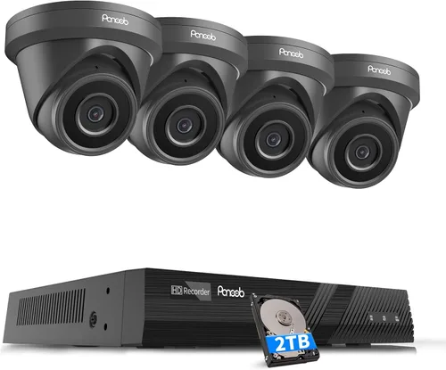 Vista 13 de Sistema de seguridad de 4 cámaras PANOOB, 4X cámaras IP domo PoE de 5 megapíxeles con cable para exteriores con detección de personas AI, micrófono