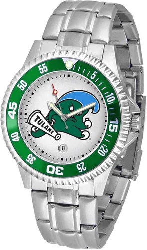 Vista 42 de SunTime Reloj de cuarzo de 1.575 in para hombre, correa de acero inoxidable de 0.787 in, esfera Gameday