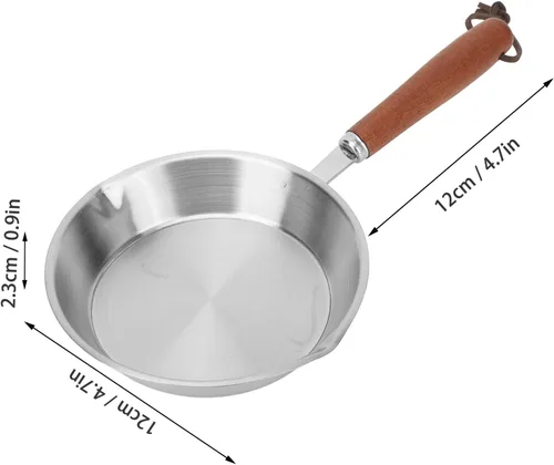 Vista 7 de Asixxsix Sartén de acero inoxidable, sartén antiadherente para huevos con mango de madera, sartén de cocina adecuada para todas las estufas