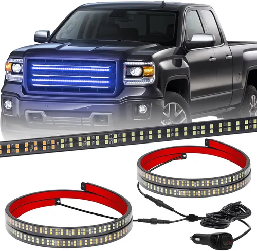 Vista 17 de XRIDONSEN 2 tiras de luces estroboscópicas de 24 pulgadas para parrilla de camión, 288 luces LED ámbar de emergencia para puerta trasera/ventana