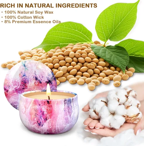 Vista 6 de Velas de aromaterapia para 9 unidades, velas aromáticas en frasco, regalos para mujeres, juego de velas perfumadas para el hogar, para San Valentín