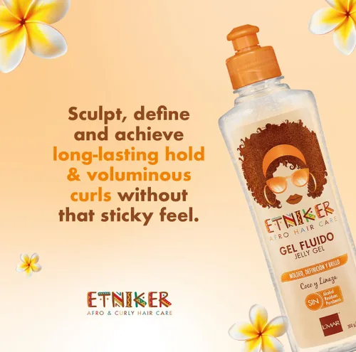 Vista 7 de ETNIKER Gel de gelatina Cabello afro texturizado, rizado y ondulado Esculpe, define y controla Coco y linaza Libre de siliconas, aceite