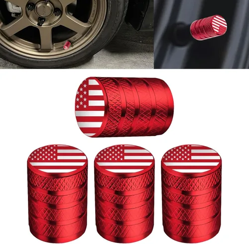 Vista 34 de x xotic tech Juego de 4 tapas de tapa de válvula de neumático con bandera estadounidense, aleación de aluminio anodizado, resistente a la corrosión