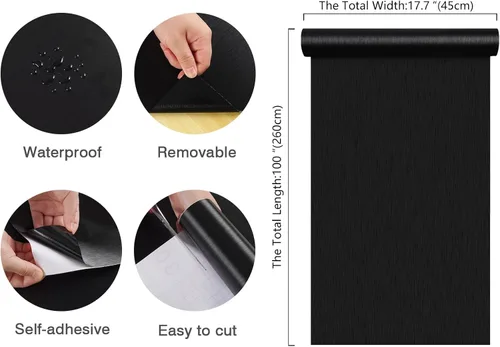Vista 8 de CHIHUT Papel adhesivo de acero inoxidable negro cepillado, para encimeras de vinilo impermeable para refrigerador, autoadhesivo, extraíble, aspecto