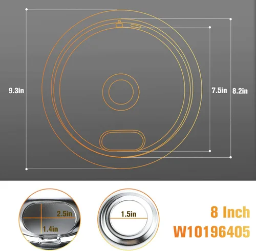 Vista 2 de Sartenes de goteo para estufa eléctrica, cromadas W10196405 W10196406 compatibles con Whirlpool Amana Maytag Kenmore Electric Range, incluye (2)