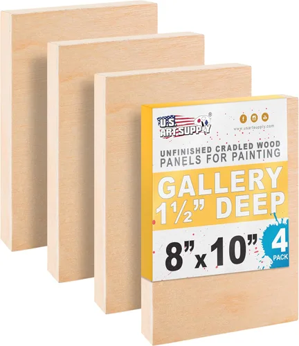 Vista 10 de U.S. Art Supply Paneles de madera acunados sin terminar de 5 x 7 pulgadas para pintar, galería de 1-1/2 pulgadas de profundidad