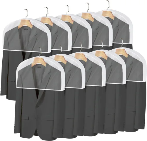 Kntiwiwo Fundas de hombro para colgar ropa (juego de 10) cubiertas de polvo transpirables para prendas de vestir cubiertas protectoras de ropa para