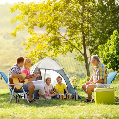Vista 2 de Ochine Silla de playa plegable clásica, silla al aire libre de aluminio portátil con mochila 1 posición