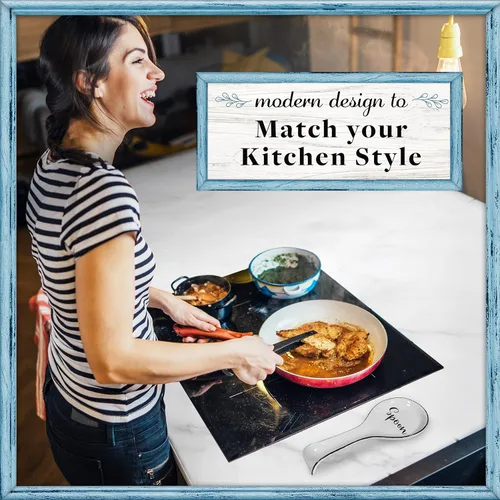 Vista 9 de Home Acre Designs - Reposacucharas para cocina de cerámica en color blanco y negro, decoración moderna de primer nivel, estilo granja