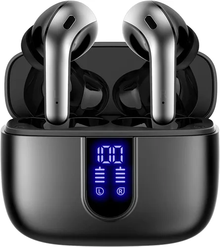 TAGRY Auriculares Bluetooth Verdaderamente Inalámbricos Auriculares 60H Reproducción Pantalla LED de Energía Audífonos con Estuche de Carga