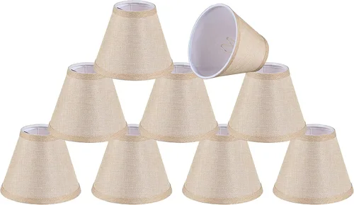 Aspen Creative 51020-9, pantalla de araña de transición con clip imperio, tela con textura de lino dorado, parte superior de 3 pulgadas x 6 pulgadas