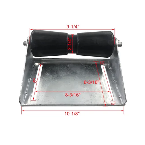 Vista 2 de Rodillo de quilla de remolque de barco de 10 pulgadas con kit de montaje de soporte, rodillo de remolque de barco, acero galvanizado, goma negra