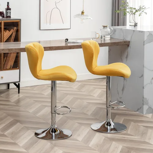Vista 26 de Roundhill Furniture Ellston - Taburetes de bar giratorios ajustables de terciopelo, color gris, juego de 2, color gris