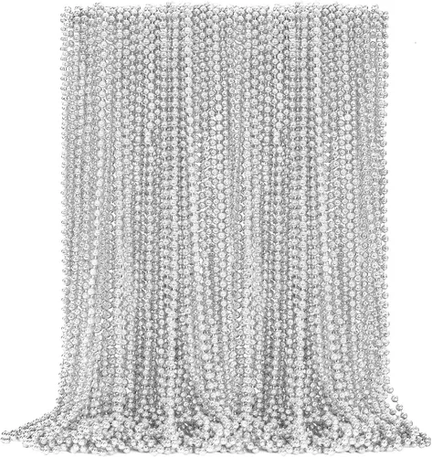 Vista 15 de EOBOH 50 PCS Collares de Cuentas de Mardi Gras, Metálicos 10 Tipos de Collares de Cuentas Recuerdos de Fiesta, Collar de Mardi Gras de 33
