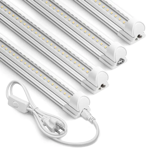 Vista 10 de Barrina Luz LED para Taller de 2 Pies, 20W 3000LM 3000K, Luces de Tubo Enlazables con Cubierta Transparente, Iluminación LED T8 Integrada