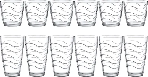 Vista 5 de Amazing Abby - Wavely - Vasos de plástico de 14 onzas y 20 onzas (juego de 12), vasos de plástico reutilizables totalmente transparentes, apilables