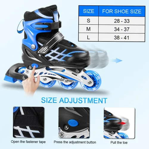 Vista 4 de Adjustable Lighting Inline Skates with Light Up Wheels for Kids and Girls Boys Youth Inline Skates