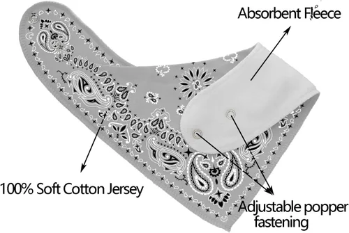 Vista 7 de Maiwa Paquete de 10 baberos triangulares tipo bandana para niños y niñas, para babear, dentición, comer con broches