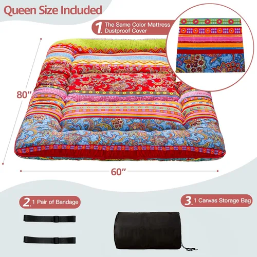 Vista 239 de Colchón futón japonés de piso gris constelación, de piso tatami, portátil, para acampar, para niños, sofá cama plegable enrollable con protector