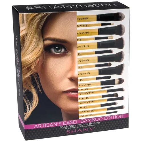 Vista 8 de SHANY Artisan's Easel Bamboo – Colección Elite Cosmetics Brush – Juego completo de brochas de maquillaje Kabuki con soporte de cepillo convertible