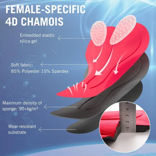 Vista 5 de baleaf Pantalones cortos para ciclismo con acolchado 4D para mujer, ropa interior de gel para ciclismo, bolsillos