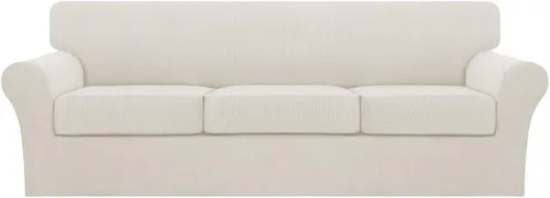 Vista 92 de Fundas de sofá de 4 piezas para sofá de 3 cojines, funda de sofá suave para perros, fundas de sofá lavables con 3 fundas de cojín individuales