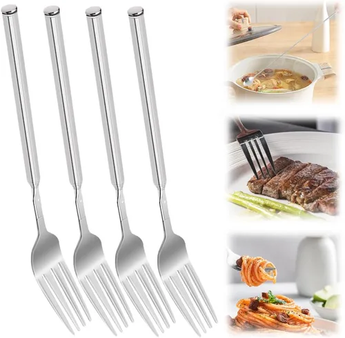Vista 9 de Tenedor extensible de broma extra largo para asar a la parrilla, hornear, tenedores expandibles 2025 para postres de frutas, tenedores de cena