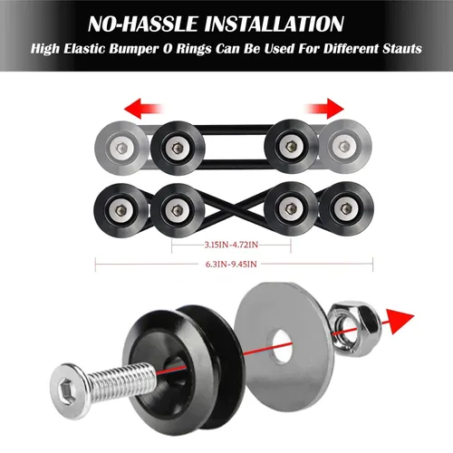 Vista 3 de Kit de liberación rápida para parachoques, 14 piezas Sujetadores de liberación rápida para parachoques delantero y trasero, juntas tóricas, banda